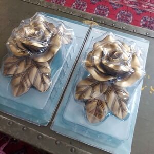 Springs Window Fashions Large Rose Curtain Bracket Antique Gold Finish Set of 2